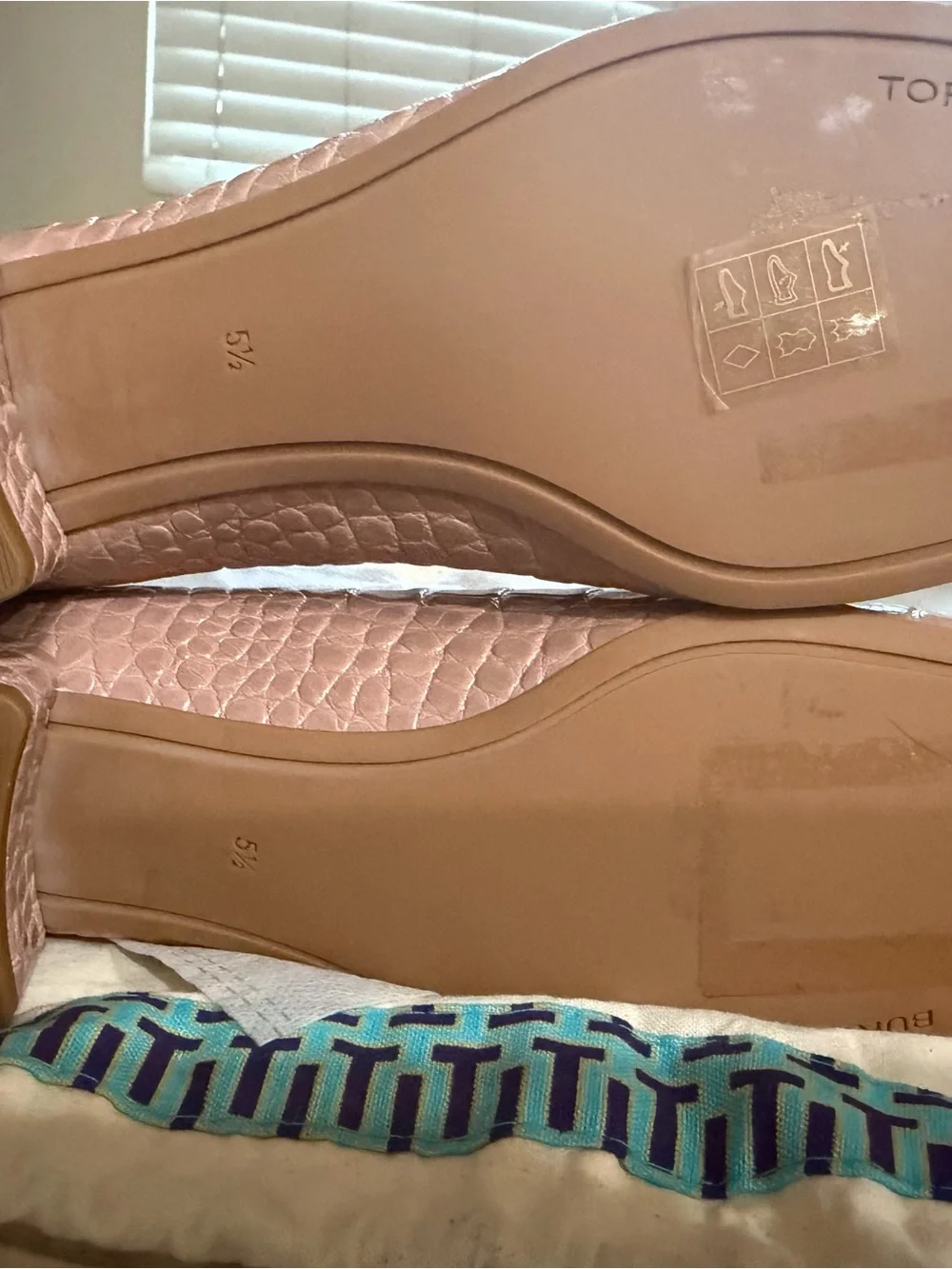 Tory Burch Blush Quilted Leather Ballet Flats with Logo Plaque